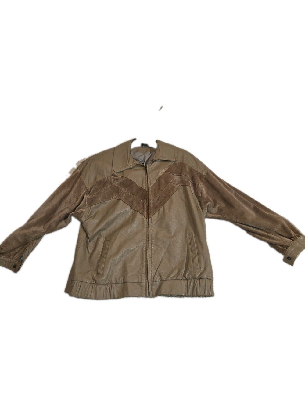 comint leather And Suede Bomber jacket Vtg 80s 90s Lgt Brown
